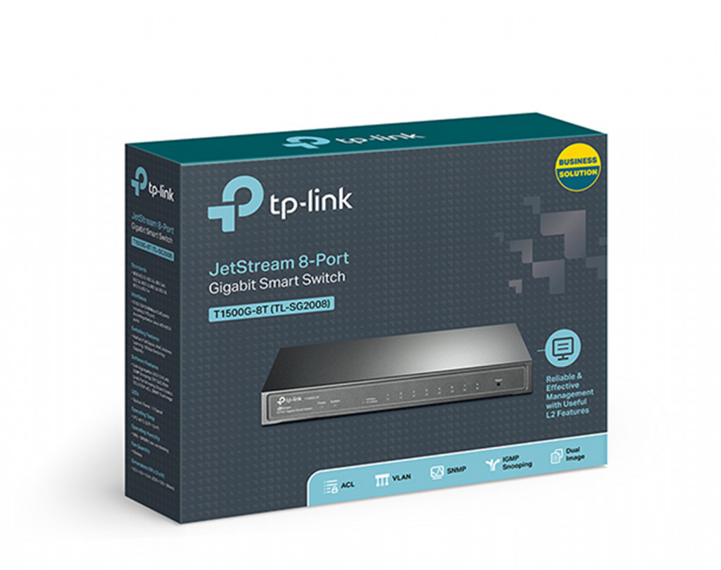 سوئیچ شبکه 8 پورت PoE تی پی لینک مدل T1500G-8T